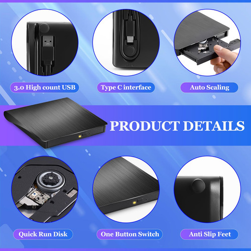 External Dvd Drive Bpakdu Usb 3.0 Type C For Laptop
