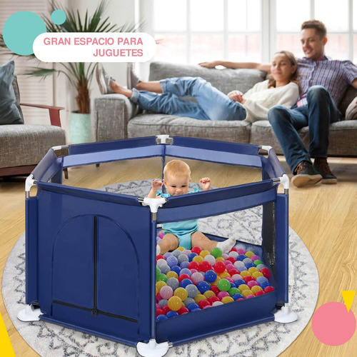 Corral Hexagonal Corralito Para Bebe Plegable Portable Color Azul