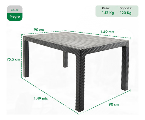 Juego De Jardin Mesa Niza + 4 Sillones Milano Gardenlife