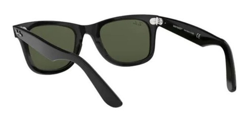 Anteojos de sol polarizados Ray-Ban Wayfarer Original Classic Large con marco de acetato color polished black, lente green de cristal clásica, varilla polished black de acetato - RB2140
