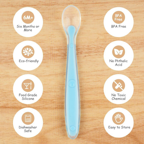 Cucharas De Silicona Para Bebés, 5 Cucharas De Alimentación
