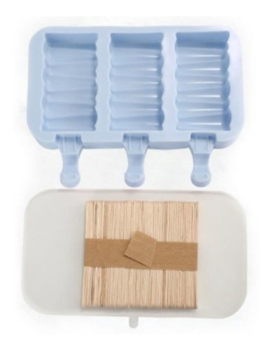 Imagem 4 de 8 de Forma De Picolé Em Silicone Com Tampa Faz 3 Sorvetes Zig Zag
