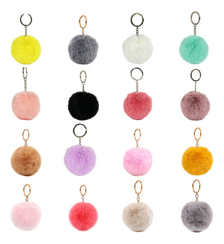 16 Llaveros Pompon Llaveros Bolita Peluche Suave Para Niñas