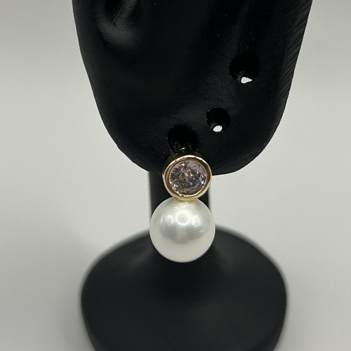 Conjunto Semijóia Colar Brinco Perola Com Zirconia