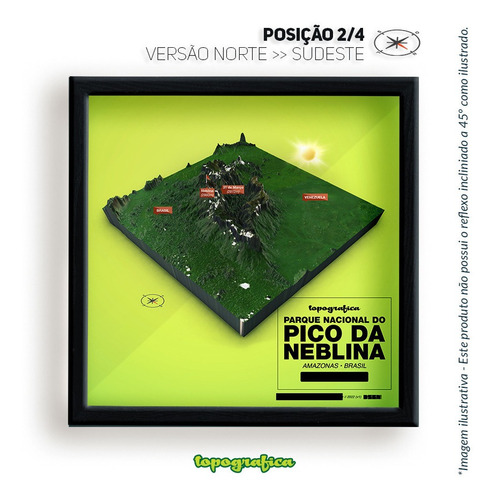 Pico Da Neblina (am) - Mapa 3d Infogr - 4 Quadros 20x20cm