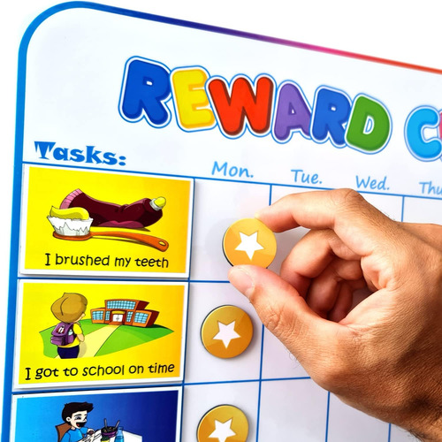 Tabla De Recompensas Magnética Grande Para Niños: 127 Pegati