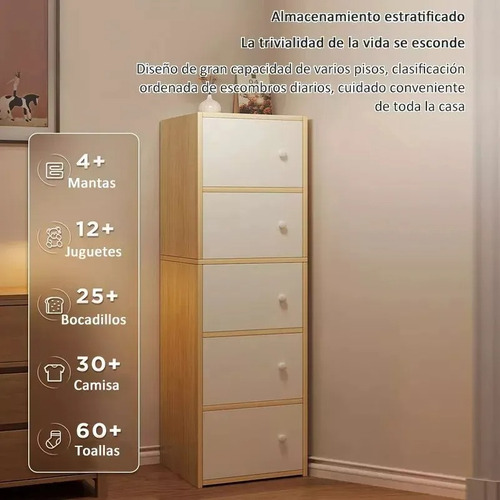 Guardarropa Minimalista De Madera Con 5 Niveles Y Puertas Roble Blanco Cepillado Blanco