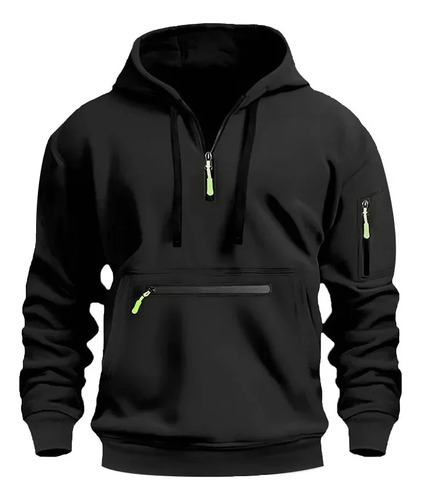 Sudadera Con Capucha Con Cremallera Y Bolsillos