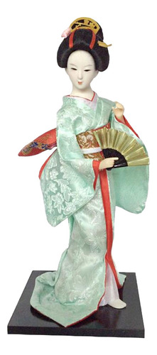 Decoración De Estante De Muñecas De Kimono Verde Claro