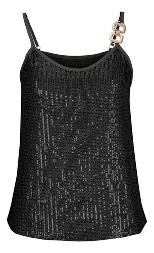 2024 Camiseta Sin Mangas De Lentejuelas Para Mujer Con