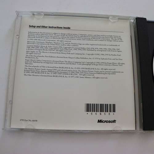 Cd-rom Cinemania 96 Microsoft Home Pc Antigo Windows 95