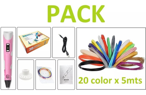 Set Bolígrafo Lapiz 3d + Impresora Con Filamentos 100mt