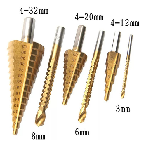 S Juego De 6 Brocas Escalonadas Y Brocas Para Sierra Brocas