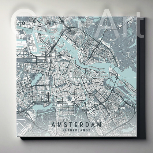 Cuadro Amsterdam 35x35cm Impreso En Lienzo Con Bastidor