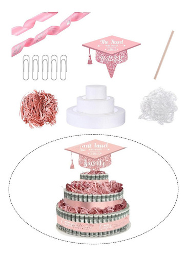 Soporte Para Pastel De Graduación 2025, Decoración Rosa