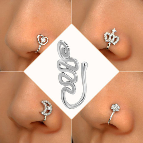 2 Anillos De Nariz En Forma De U Sin Perforar De Cristal