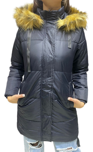 Campera Parka Importad Mujer Capucha Desmontable Puño S A Xl