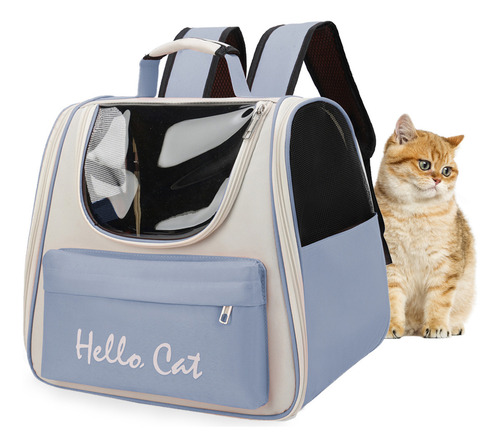 Mochila Para Mascotas Portátil Bolsa Viaje Para Gatos Perros Color Azul
