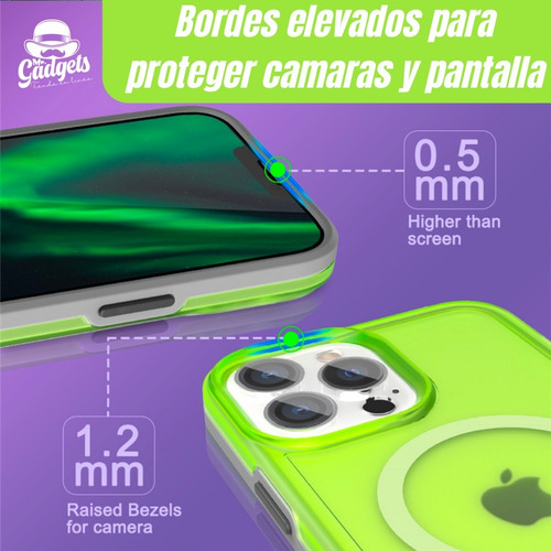Imagen 6 de 10 de Funda Case Neon Fosforecente Retro Color Para iPhone Magsafe