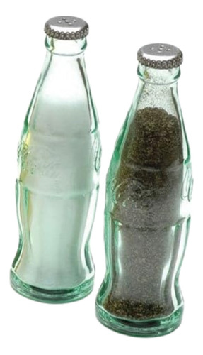 Salero Pimentero Vidrio Verde Coca-cola - Logo Relieve