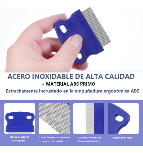 2pz Peine Para Piojos Cepillo Niño Metálico Corto Liendrera Azul/verde