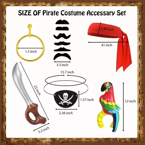 Fueawim 6 Accesorios Piratas Incluyen Loro Pirata Hombro, P.