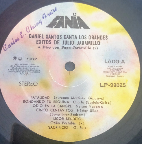 Daniel Santos - Canta Los Grandes Éxitos De Julio Jaramillo (Usado)