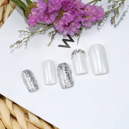 Uñas Postizas Blancas A Presión, Uñas Postizas Cortas De Col