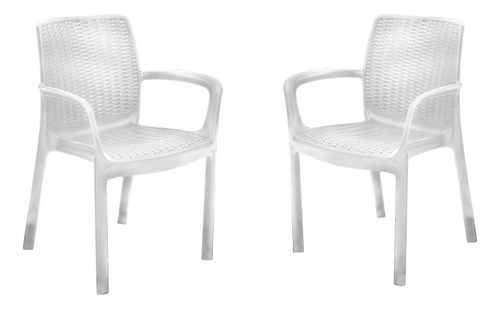 Set De 2 Sillas Bali Para Jardin Y Exteriores Keter Color Blanco