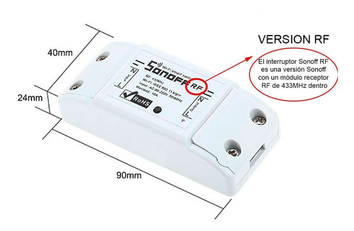 Imagen 3 de 9 de Sonoff Rf Switch Wifi + Control Remoto Inteligente
