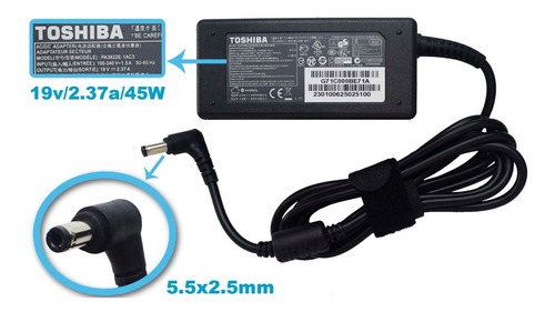 Cargador Toshiba 19v/2.37a/45w/5.5x2.5mm Plug Negro Org