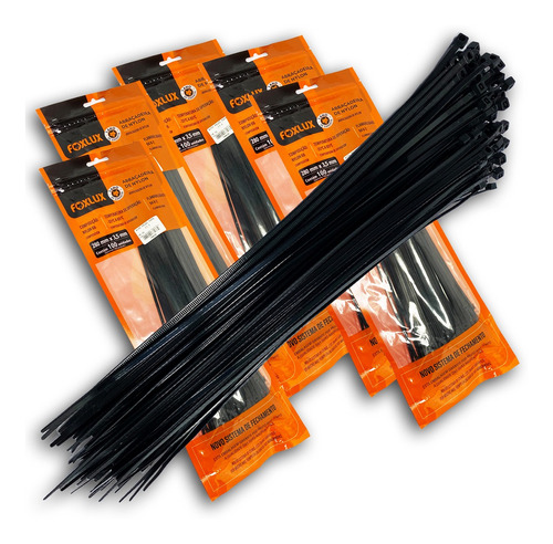 Kit 500 Abraçadeiras De Nylon Preta Foxlux 28cm X 3,5mm