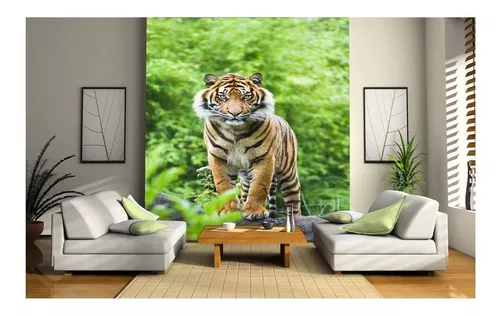 Parede Tigre Selva Floresta Mural 3d Papel De Parede Papéis De