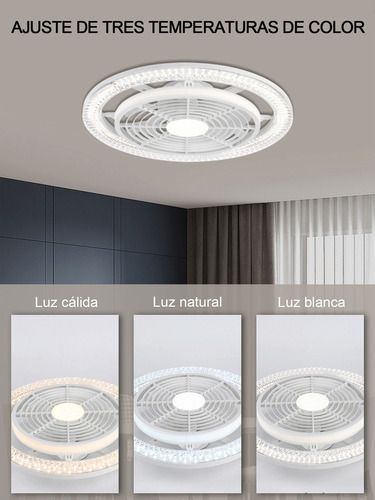 Lámpara Con Ventilador Techo 7 Aspas 150w Con Luz 3 Colores