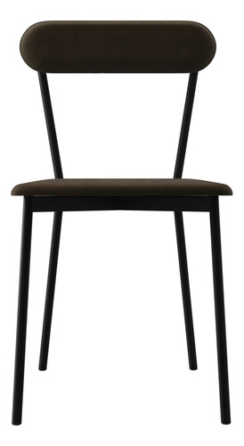 Cadeira Estofada Liora Preto Veludo Marrom Sand