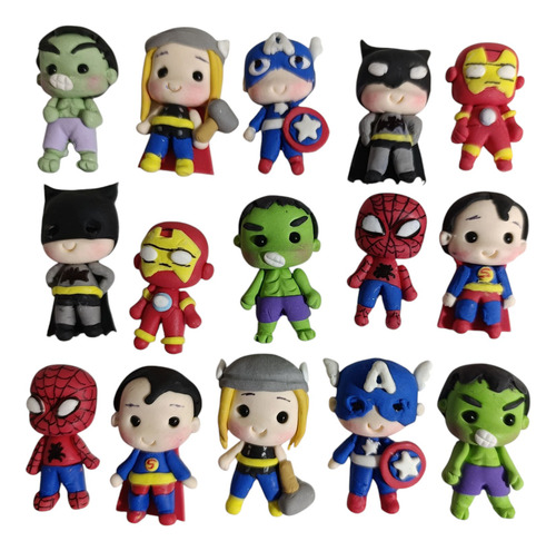 Apliques De Superhéroes En Porcelana Fría X 10