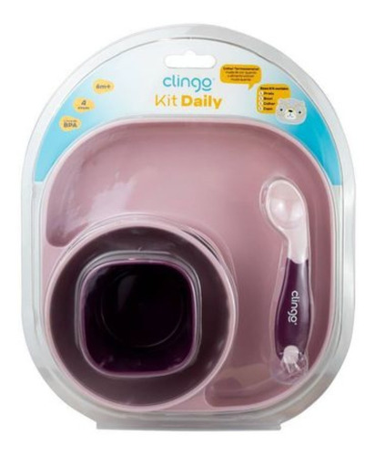 Imagem 6 de 6 de Kit Alimentação Prato Bebê C/ Divisória Bowl Colher Copo