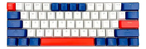 Teclado Mecánico 60% Color Azul Con Blanco Rgb- Switch Azul
