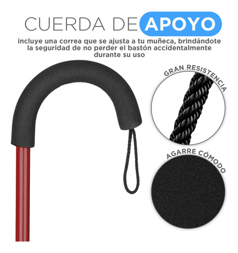 Baston Para Caminar De 4 Apoyos Ortopedico Ajustable De 7 Ni Vino