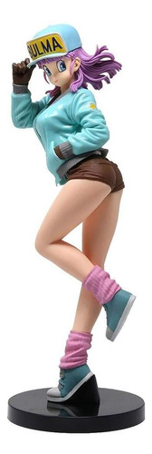 Figura De Dragón Ball Z Bulma Chamarra Verde 25 Cm