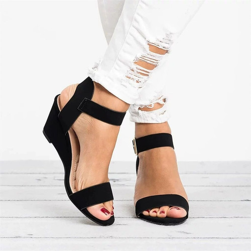 Sandalias Tacones Plataformas Con Hebilla Moda Para Mujer