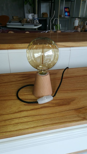 Imagen 3 de 6 de Base Madera Portalamparas Mesa De Luz Volcán