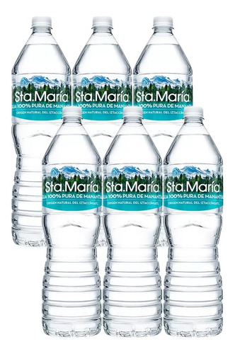 Agua De Manantial Sta. María 6 Botellas De 1.5 Litros C/u