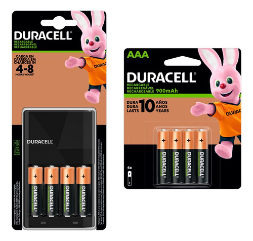 Kit Cargador Duracell + 8 Pilas (4 Aa 2500 + 4 Aaa 900 Mah)