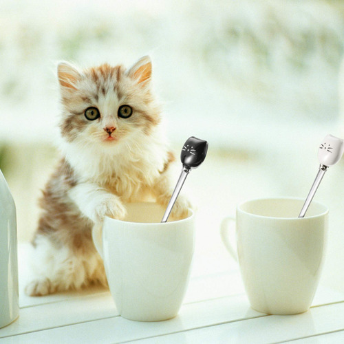 Cuchara De Café Para Gatos, De Acero Inoxidable, Con Forma