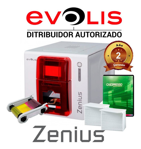 Impresora De Tarjetas Evolis Zenius + Ribbon + Software