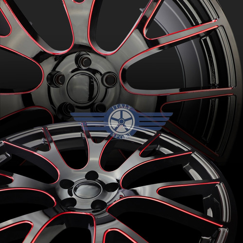 Rines 22 Deportivos 5-115 Excelente Challenger Charger 300c Gloss Black Red Milled