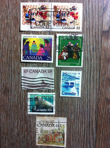 8 Timbres Postales De Canadá Estampillas Navidad + Regalo