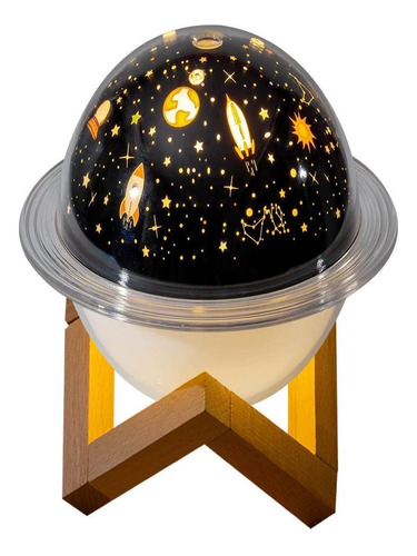 Mini Umidificador De Ar Luminária Planeta Saturno Espaço