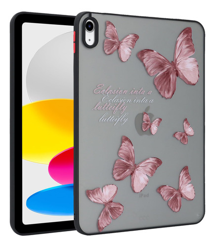 Funda Para iPad Diseño Mariposa Rosa Mate Tpu Parte Trasera